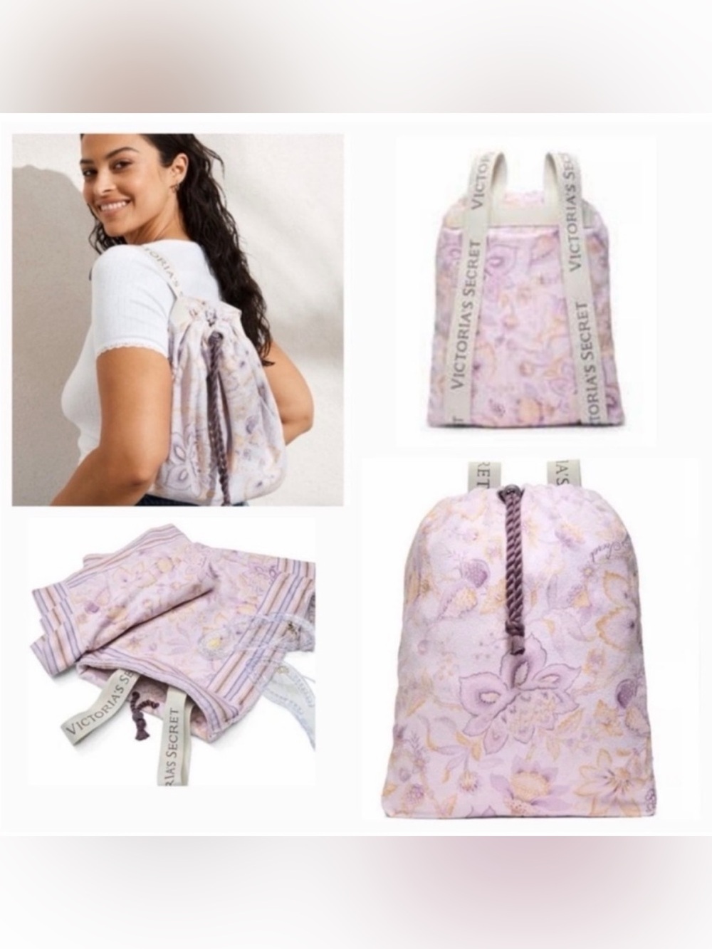 NEW Victoria's Secret Packable Floral Beach Towel 2 in 1 Convertible Backpack